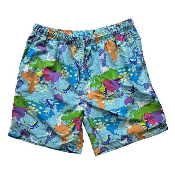 Peter Millar Swimming Trunks Size XL Map Ocean Print Seaside Collection Crown - Picture 14 of 14